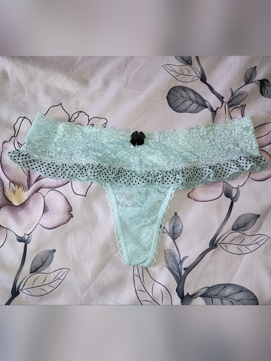 Jessica Simpson Other - 3/$10 🌟 NWOT Jessica Simpson Pale Light Blue Lace Thong with Black Bow Large